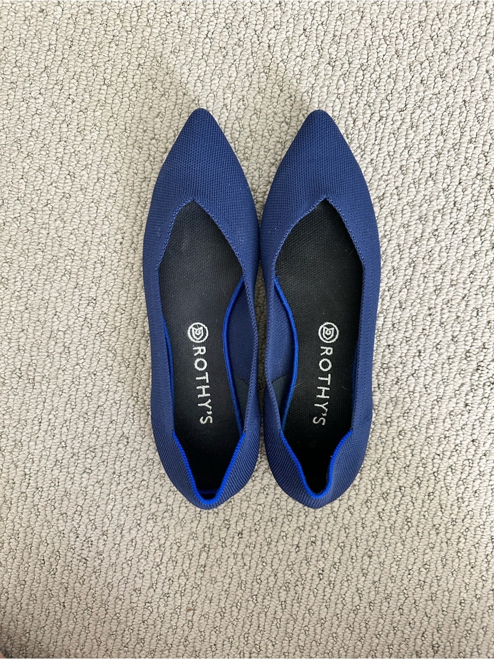 Rothy's Pointed Knit Flats in Navy